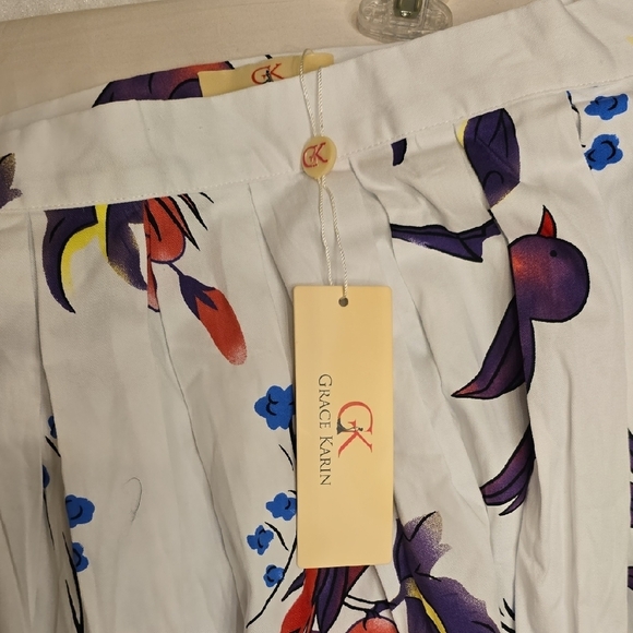 Grace Karin White A-Line Skirt with Floral Print - Picture 3 of 14